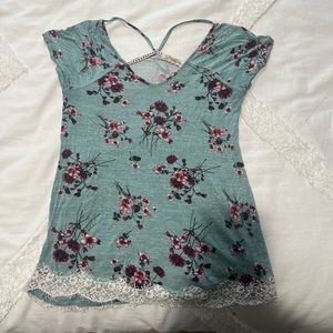 Green Floral T-shirt Top